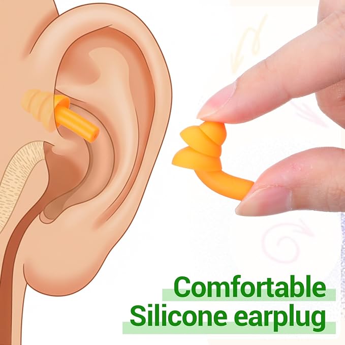 Silicone Ear Plugs, 120 Pairs, 6 Colors | Reusable, Hearing Protection, Noise Reduction, For Sleeping Study Swimming Construction