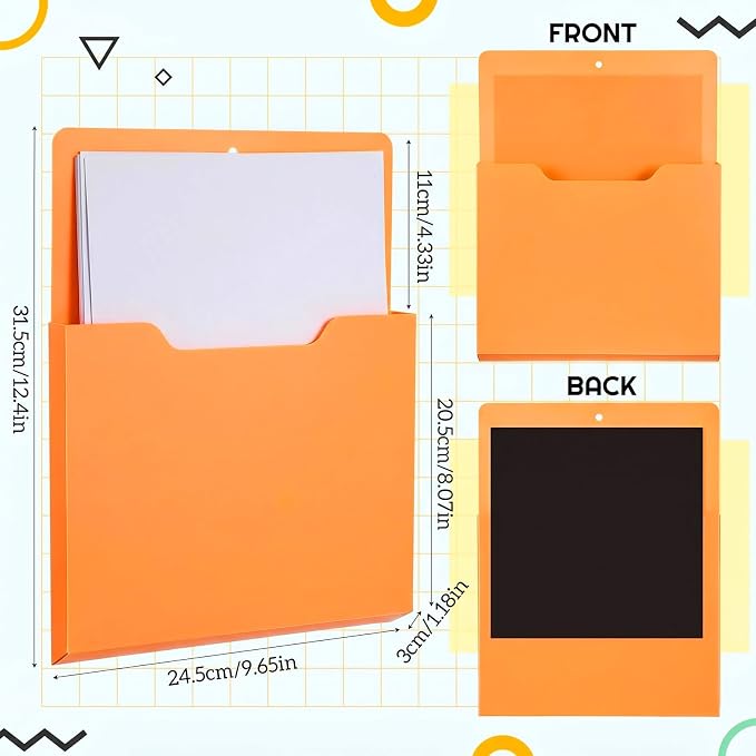 Gilprop 12 Pack Magnetic File Holder for Whiteboard, 10"x13"x1.2" Classroom Magnetic Wall File Folders, Hanging Magazine Organizer Storage Pocket for Refrigerator Mail Paper Desk Office(Macaron Color)