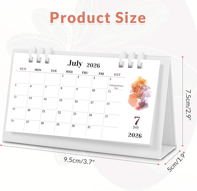 Small Desk Calendar 2026-2027, Pink Monthly Desktop Calendar - Runs From January 2026 Until December 2027, 6.3" x 3.1", Mini Standing Flip 2026 Calendar for Home, School and Office Supplies
