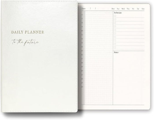 2026 Daily Planner - Undated Monthly & Daily Planner for 180 days Planning Your Success - Hourly Schedule, To Do List, and Notes for Productivity - Aesthetic, Academic, Stylish School or Office Supplies (White)
