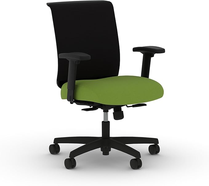 HON Convergence Ergonomic Office Chair with Mesh Back, Adjustable Arms, Lumbar Support, Synchro‑Tilt Desk Chair with Wheels for Home Office or Computer Use, Black Frame, Pear