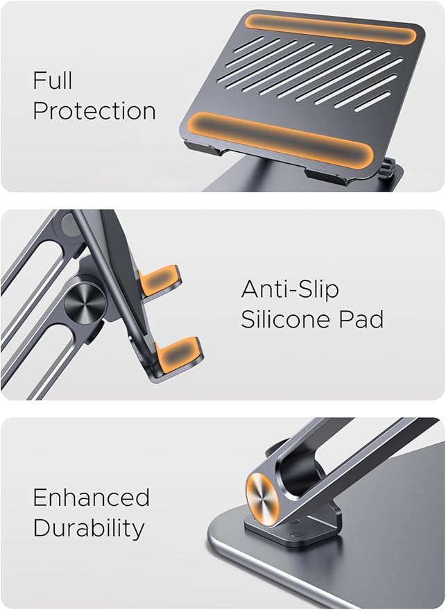 UGREEN Laptop Stand for Desk Laptop Riser Holder Foldable Portable Computer Stand Ergonomic Compatible with MacBook Pro Air Notebook and Tablets 10-17.3 Inch Gray