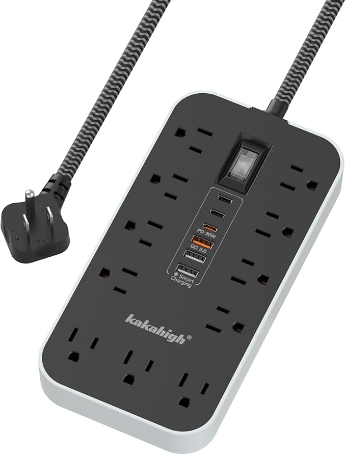 PD30W USB Extension Cord with Multiple Outlets- 5 FT USB Power Strip, 1625W AC Extension Cord with 11 AC Outlet 6 USB, Desk Charging Station for Home, Office, Dorm, Gaming Room Essentials
