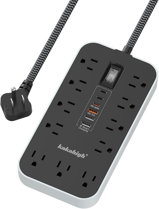 PD30W USB Extension Cord with Multiple Outlets- 5 FT USB Power Strip, 1625W AC Extension Cord with 11 AC Outlet 6 USB, Desk Charging Station for Home, Office, Dorm, Gaming Room Essentials