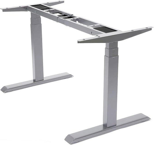 Fromann Dual Motor Standing Desk Frame 3 Tier Legs Sit Stand up Electric Height Adjustable Desk Base for Home and Office (Grey)