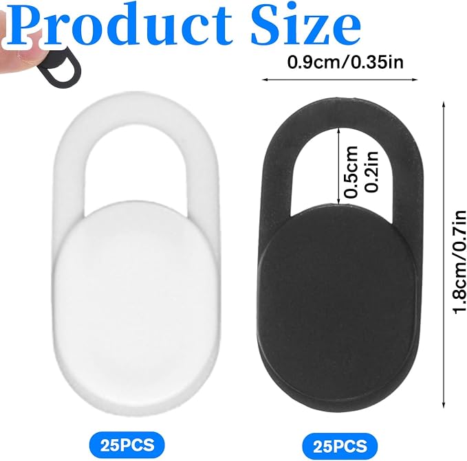 50 Pcs Webcam Cover, Black Practical Laptop Camera Cover Small Portable Phone Camera Covers for Compute Cell Phone PC Accessories to Protect Your Privacy and Security(Black, White)