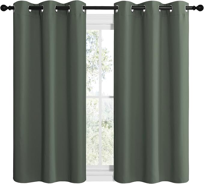 NICETOWN Blackout Curtain Panels, Home Decoration Thermal Insulated Solid Grommet Blackout Drape for Dining Room (Dark Mallard, 1 Pair, 42 by 48-Inch)
