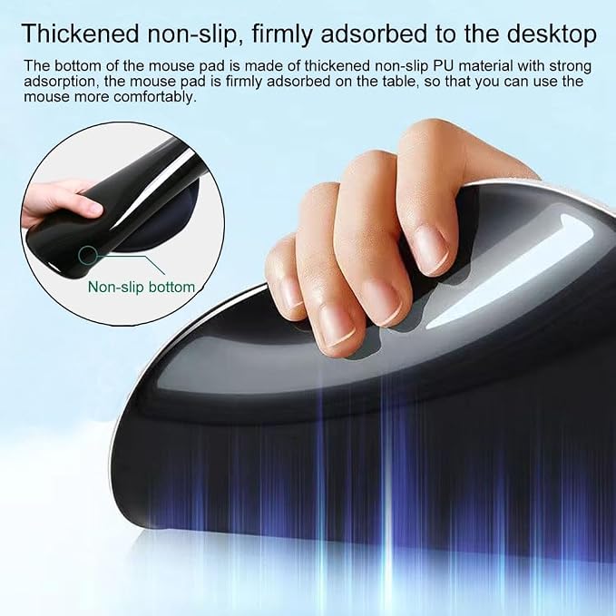 2 Pack Ergonomic Mouse Pad with Wrist Rest Support, Mousepad with Comfortable Gel Wrist Rest Support and Lycra Cloth,for Easy Typing Pain Relief Durable and Easy to Clean,Black
