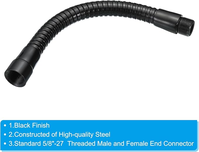 PATIKIL 8" Microphone Gooseneck, 5/8"-27 Thread Metal Universal Hose Flexible Arm Gooseneck Tube Extension for Multifunction DIY, Black
