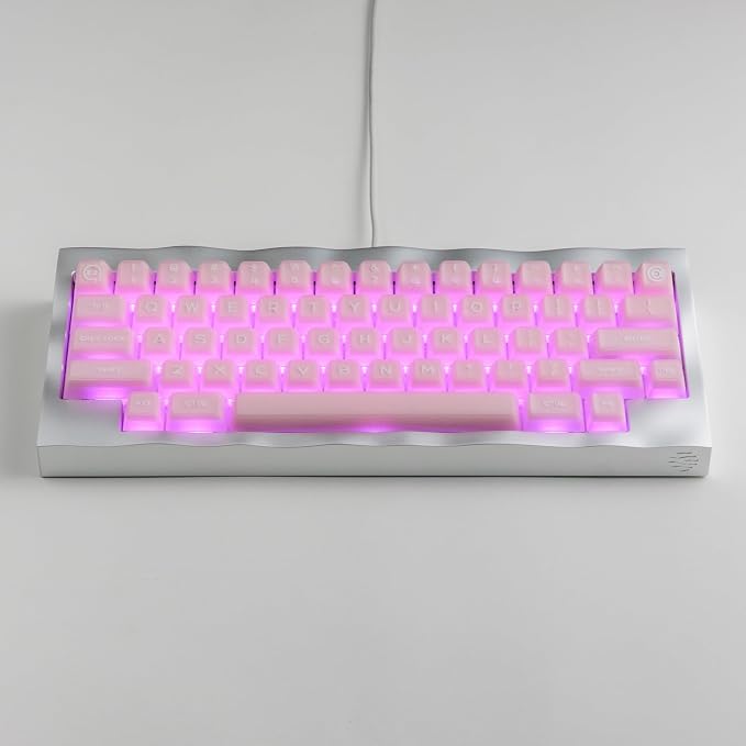 ULTRAEQUIP Keycap Set Pink Jade, 160 Keys RSA Profile PBT Keycaps Double Shot Translucent Custom Set with Split 7U Spacebar for Alice ISO ANSI 60, 75, 80, 95, 100% Mechanical Keyboard