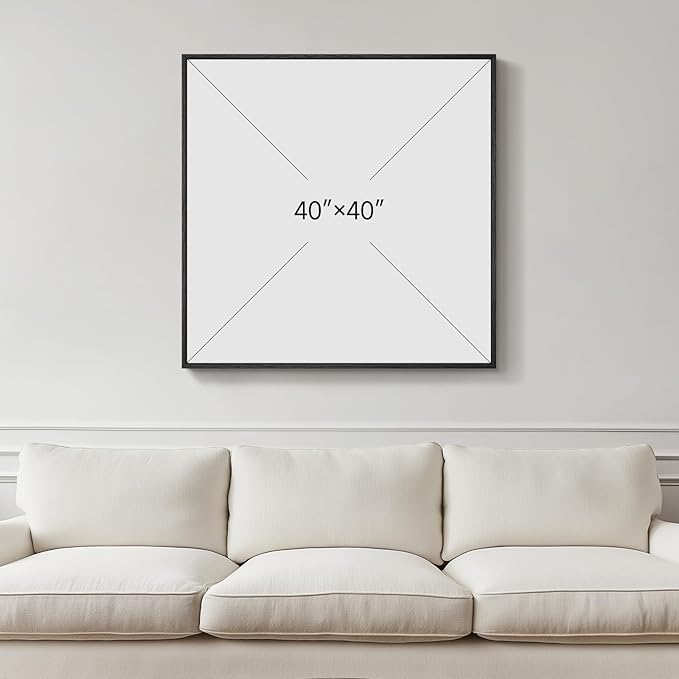 Extra Large Framed Neutral Abstract Wall Art for Living Room, Oversized Square Modern Canvas Prints Paintings, Beige and Earth Tone Pictures for Hallway Dining Bedroom Office Wall Decor 40x40 In