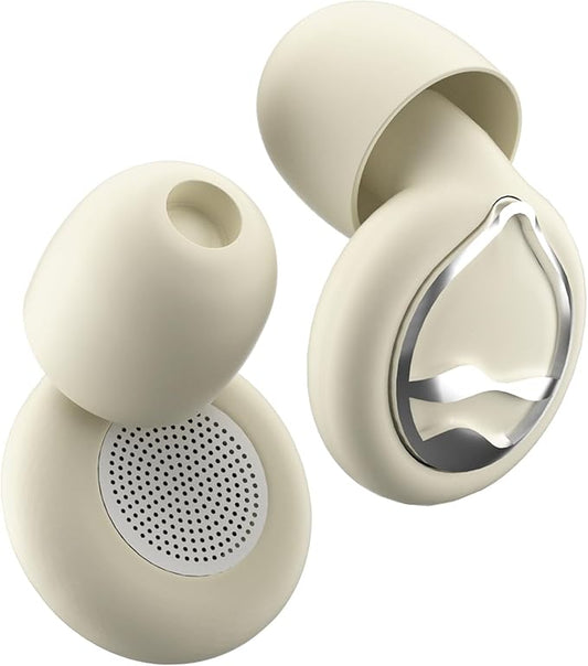 Ear Plugs for Sleeping Ultra-Soft Silicone Earplugs for Noise Cancelling Concerts Reusable Noise Reduction Earbuds for Travel Focus 33dB Hearing Protection with 9 Ear Tips & Case (Off-White)