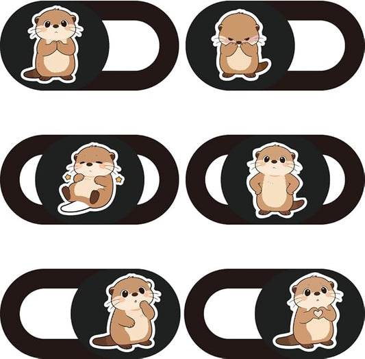 6Pcs 6 Styles Otter Cute Laptop Camera Cover Privacy Guard Accessories, 0.04 Inch Ultra Thin Webcam Cover Slide Protector Blocker for Desktop Computer Tablet Notebook Mini PC Office Use