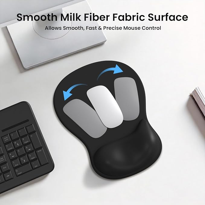 AKIT Ergonomic Mouse Pad and Keyboard Wrist Rest Set,Memory Foam,Black | Ergonomic Wrist Support for Typing & Gaming,Gel Mouse Pad with Smooth Glide,Reduces Fatigue,Fits Home & Office