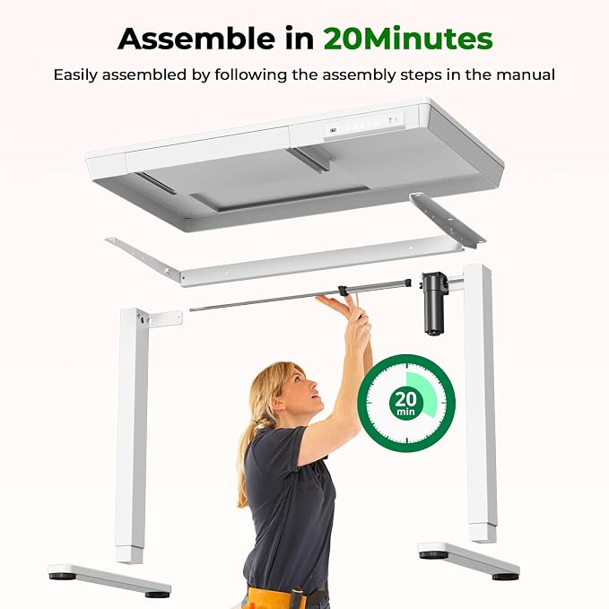 Electric Standing Desk with Drawer, 35" x 20" Whole Piece Tabletop Small Sit Stand Desk, Height Adjustable Desk with Storage & USB Ports, Quick Install Home Office Computer Desk, White