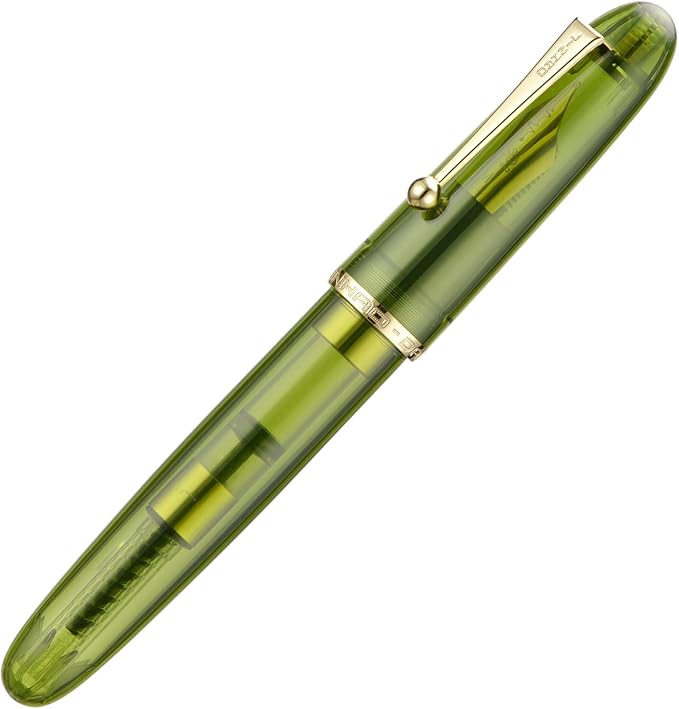 Jinhao 9019 Fountain Pen Dadao Series Heartbeat Nib, #8 Medium Point Green Acrylic Gold Trim with Large Converter