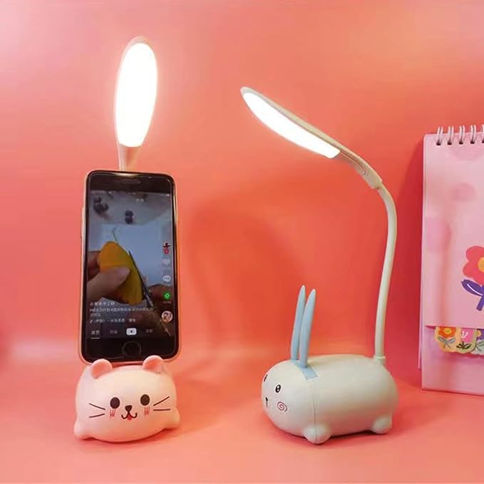 LED Desk Lamp for Kids,Mini Cat Night Light, Cute Cat Foldable USB Rechargeable Reading Light Bedroom Children's Bedside Study (Pink)