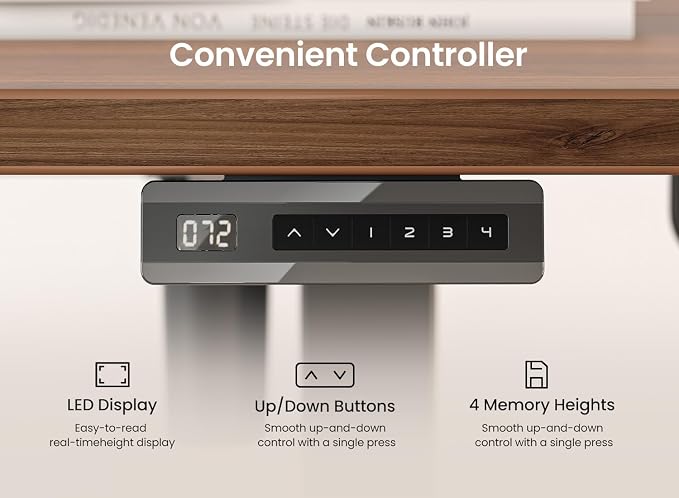 BANTI 40 × 24 Inches Standing Desk, Ergonomic, Electric Height Adjustable, Sit and Stand Up, Computer Office Desk with Splice Board, Black Frame/Black Walnut Top