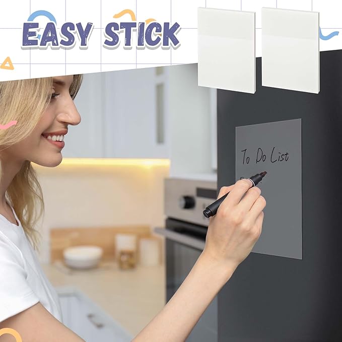Gueevin 100 Sheets 5.5 x 8 Inch Transparent Sticky Notes, Extra Large Clear Self Sticky Notes, 2 Pads Waterproof Jumbo Translucent Paper, Office Supply(Blank Style)