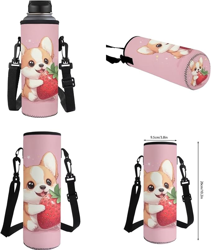 Ystardream Cartoon Corgi School Bag for Girls Backpack with Lunch Box Pencil Case Water Bottle Sleeve 4 Pcs Bookbag with Adjustable Straps Backpack for Little Big Kids Daily Use Comfortable
