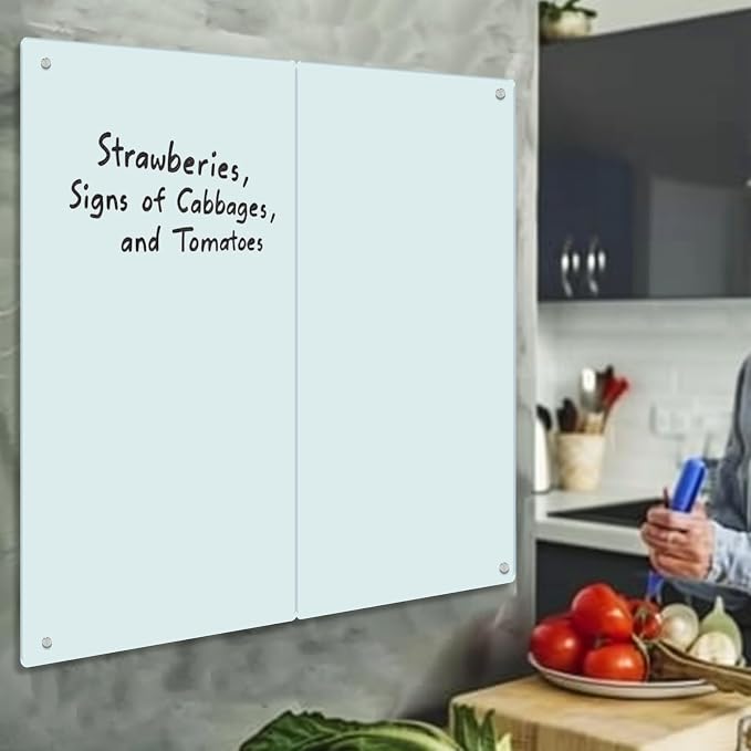 Glass Whiteboard - Glass Dry Erase Board 48" x 96" Magnetic White Board Glass Writing Board White Boards for Walls Wall Office Home