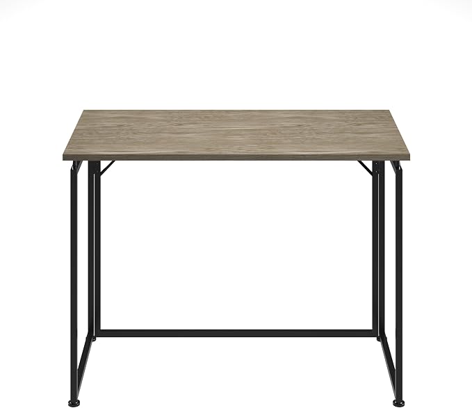 40" W Folding Desk for Small Spaces, Folding Table or Portable Computer Desk, Space-Saving Workstation for Home Office, Bedroom, Dorm and Study, No Assembly Required, Grey