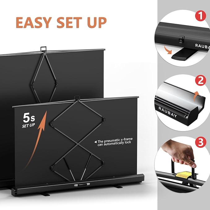 【Wider Style】 RAUBAY 78.7 x 82.7in Large Collapsible Black Backdrop Screen Portable Retractable Panel Photo Background with Stand for Video Conference, Photographic Studio, Streaming