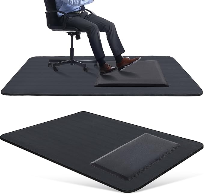 Nuanchu 2 Pcs Large Hard Floor Chair Mat and Anti Fatigue Mat Set Desk Rug for Rolling Chair on Hardwood Non Slip Anti Fatigue Rug for Standing Work Office Kitchen(74 x 59 Inches,29 x 17 Inches)