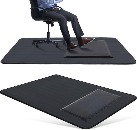 Nuanchu 2 Pcs Large Hard Floor Chair Mat and Anti Fatigue Mat Set Desk Rug for Rolling Chair on Hardwood Non Slip Anti Fatigue Rug for Standing Work Office Kitchen(74 x 59 Inches,29 x 17 Inches)