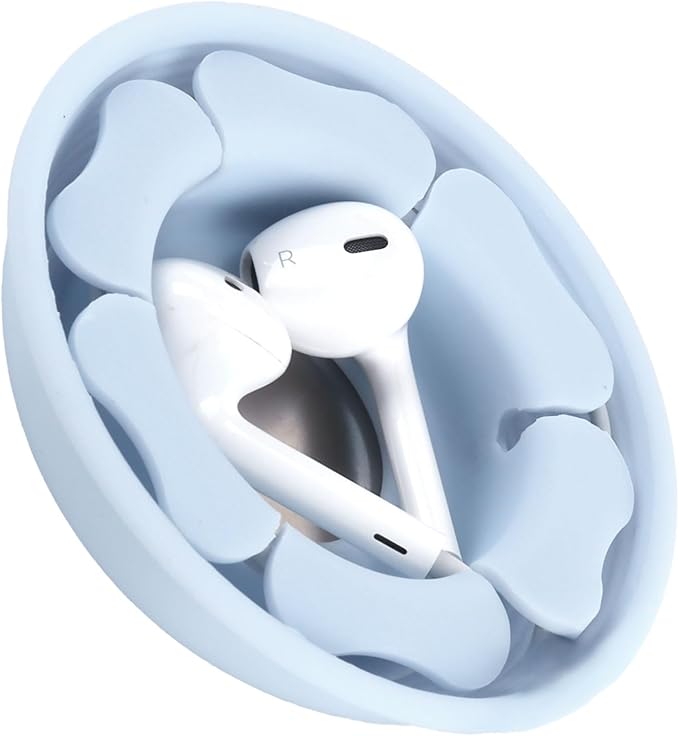 MAIRUI Wired Earbud Case Earphone Headphone Cord Organizer Earbuds Wrap Soft Silicone Magnetic Holder Storage Tangle Free Cable Winder(Baby Blue)
