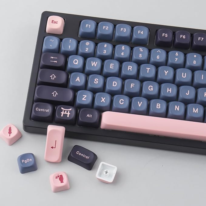 Tsungup Cherry Blossom MOA Keycaps-Pink Sakura,129 Keys Cute PBT Custom Keycaps 100 Percent,Dye Sub Key Caps Keyboard Keycap Set for MX Switches Mechanical