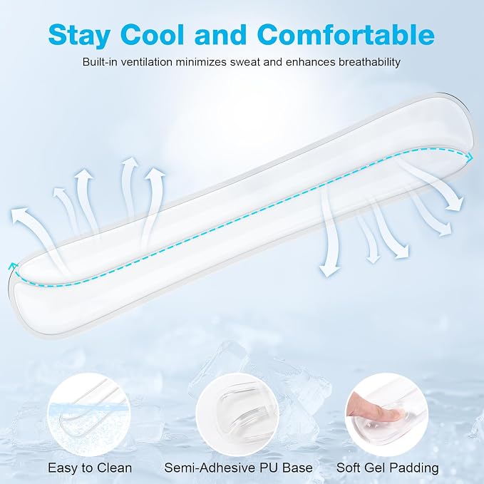 Gel Mouse pad & Keyboard Wrist Rest Set, Ergonomic Keyboard and Mousepad with Wrist Support, Keyboards Wrist Rest, Computer Keyboards Pad, Cooling Gel Clear