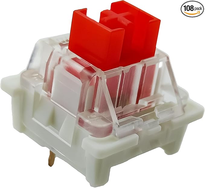 Outemu(Gaote) Red Switches for MX Mechanical Gaming Keyboard,3-Pin 45gf Linear/RGB/DIY Replaceable/Dustproof Switches(Red,108pcs)