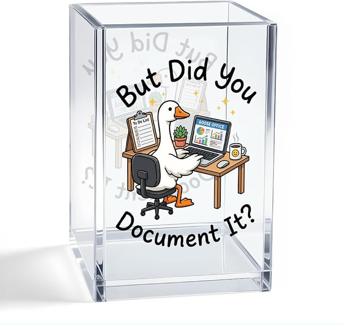 But Did You Document It Acrylic Organizer Pencil Pen Holder, Cute Goose Worker Office Desk Organizer, HR Work Desk Decor Pen Holder, Humor Office Gifts for Coworker Boss Employee Colleague