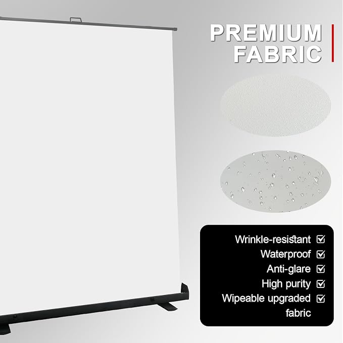 LIHONG 59.8 x 78.7in White Screen Collapsible Chroma Key Backdrop,Portable Retractable Photo Background with Stand for Video, Live Game,Streaming,Wrinkle Resistant Fabric,Pull-up&Down Style