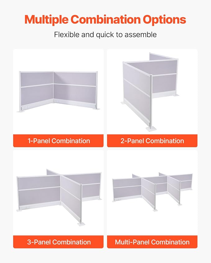 VEVOR Office Divider Privacy Partitions, 2-Pack, 72" x 48" Room Divider Walls, PET Workstation Cubicle Partition with Outlet Covers, Freestanding Privacy Panels for Office Library School