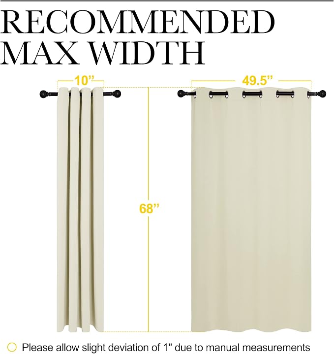 NICETOWN Room Darkening Curtain Panels for Cafe, Thermal Insulated Grommet Room Darkening Draperies/Drapes for Window (Beige, 2 Panels, W55 x L68 -inch)