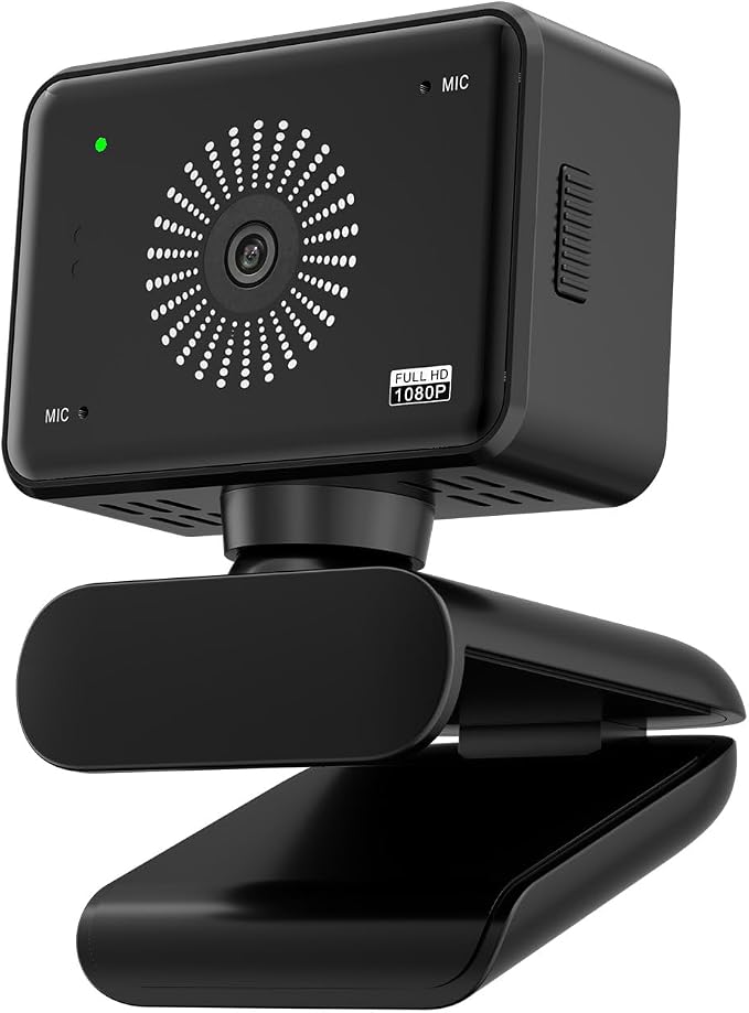 Webcam for PC, 1080P Full HD USB Webcam with Privacy Cover & Built-in Microphone, Plug and Play Computer Web Camera for Video Conference Online Class Live Streaming Video Calling