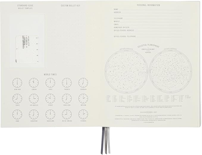 DesignWorks Ink Standard Issue Notebook No. 3, Undated Daily Planner & Writing Journal, 192 Lined Pages, Pen Holder, Small Notebook for Work & Journaling, 6.75 x 8.5 in, Cobalt & Citron