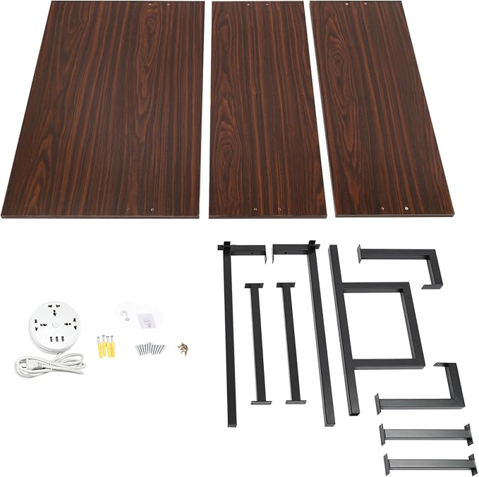Wall Mount Desk 3 Tiers Wall Table Wall Mount Computer Writing Table Industrial Bookcase Desk Brown and Black for Homes Office School