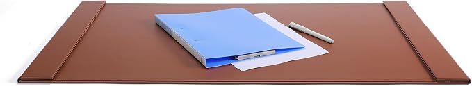 30" x 18" Leather Desk Blotter with Side Rails for Writing Leather Executive Desk Pad Protector Desk Mat for Office Home Workplace Brown