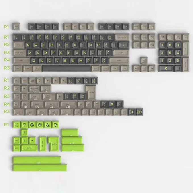 Guffercty kred SA Profile PBT Keycaps,172 Set Double Shot Durable Keycaps for Custom Mechanical Keyboard Gamers Typists (Green Screen)