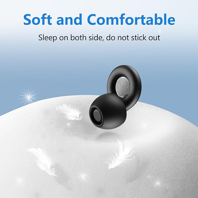 Ear Plugs for Sleeping 45db Noise Cancelling Earplugs Noise Reduction Silicone Reusable Earplug for Snoring Focus Concert Hearing Protection Ear Plug with Case and 6 Eartips (Black)