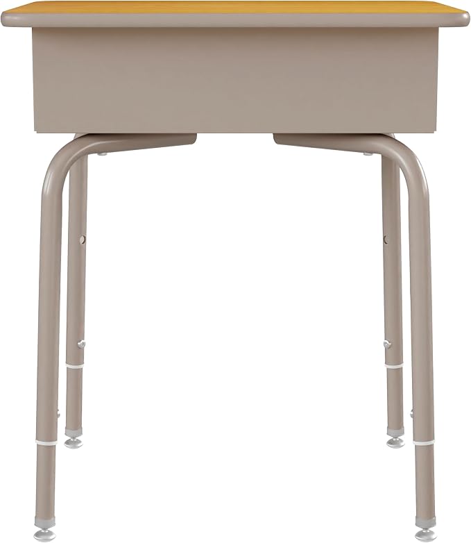 Flash Furniture Billie Student Desk - Maple Open Front School Desk - Silver Metal Frame - 24"W x 18"D Adjustable Height, Durable for School or Remote Learning