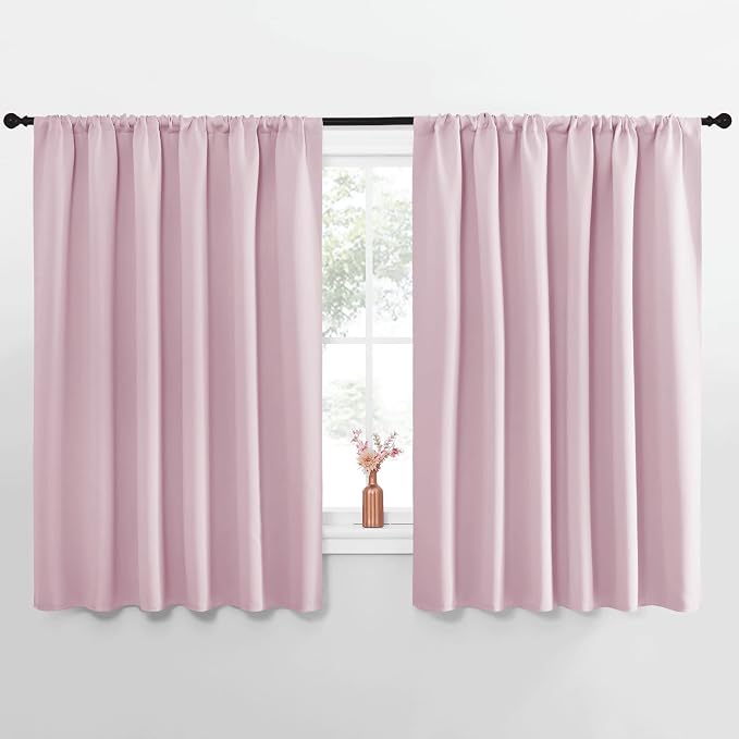 NICETOWN Blackout Curtains for Bedroom, Blackout Curtain Panels, Baby Pink, 1 Pair, 62 by 63-inch, Window Treatment Energy Saving Thermal Insulated Solid Rod Pocket Blackout Drapes/Draperies