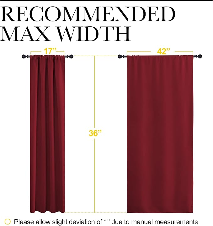 NICETOWN 36 inch Curtains for Small Windows, Thermal Insulated Privacy Short Drapes for Kitchen Bathroom (Set of 2, Burgundy Red, 42 in x 36 in (W x L))