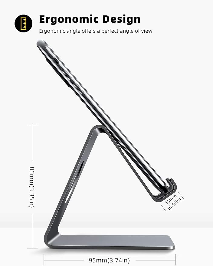Lamicall Cell Phone Stand, Phone Dock : Cradle, Holder, Stand, Compatible with Phone 12 Mini 11 Pro Xs Xs Max Xr X 8 7 6 6s Plus 5 5s 5c All Android Smartphone Charging, Accessories Desk - Gray