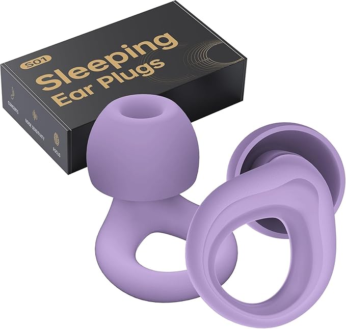 Ear Plugs for Sleeping Noise Cancelling, Reusable Silicone Earplugs for Sleeping, Noise Reduction, Travel, Deep Focus, High Fidelity Hearing Protection, 30dB Noise Reduction（Violet）