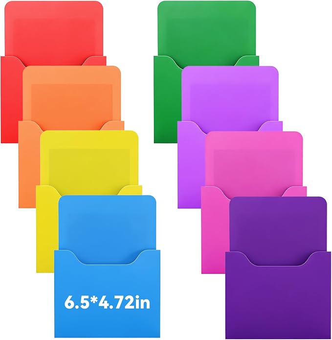 Gilprop 8 Pack Magnetic File Holder, 5"x7"x1.2" Magnetic Wall File Folders for Whiteboard, Hanging Classroom Organizer Storage, Refrigerator Magazine Holder for Mail Letters Paper Desk Office