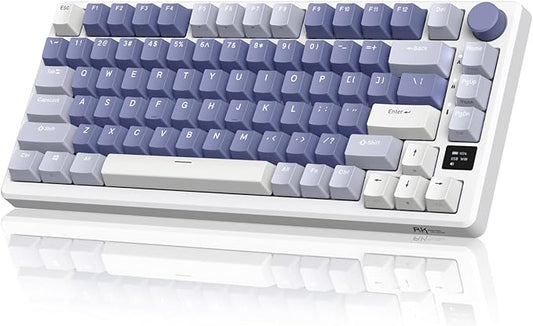 RK ROYAL KLUDGE M75 Mechanical Keyboard with OLED Smart Display and Volume Knob, 2.4G/USB-C/BT Gasket Mounted 75% Layout Wireless Gaming Keyboard with 81 Keys, RGB Backlit Hot-Swappable Red Switch